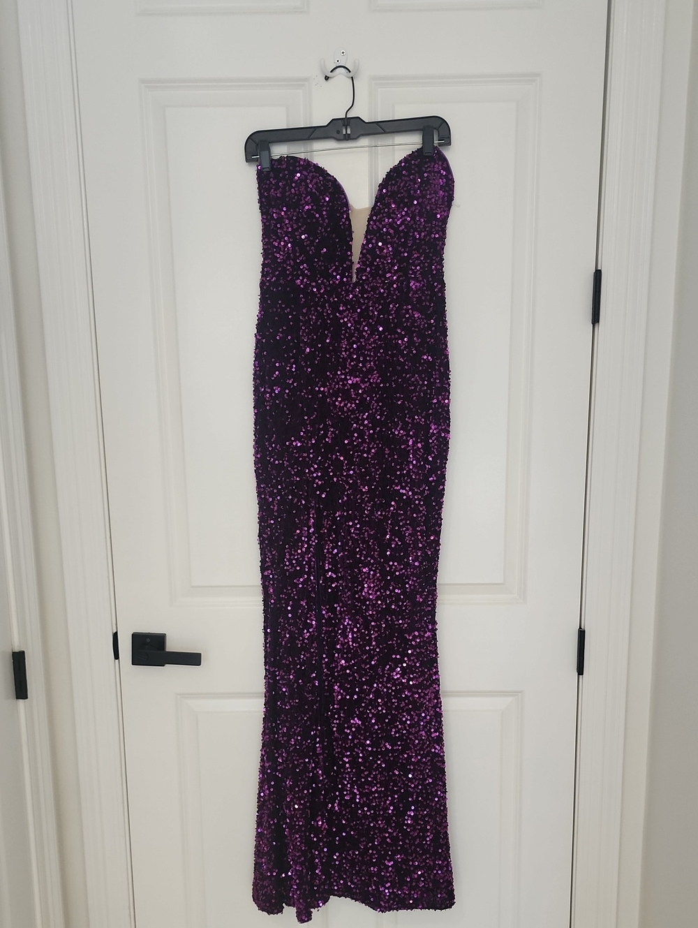 Strapless Sequin Gown in Purple